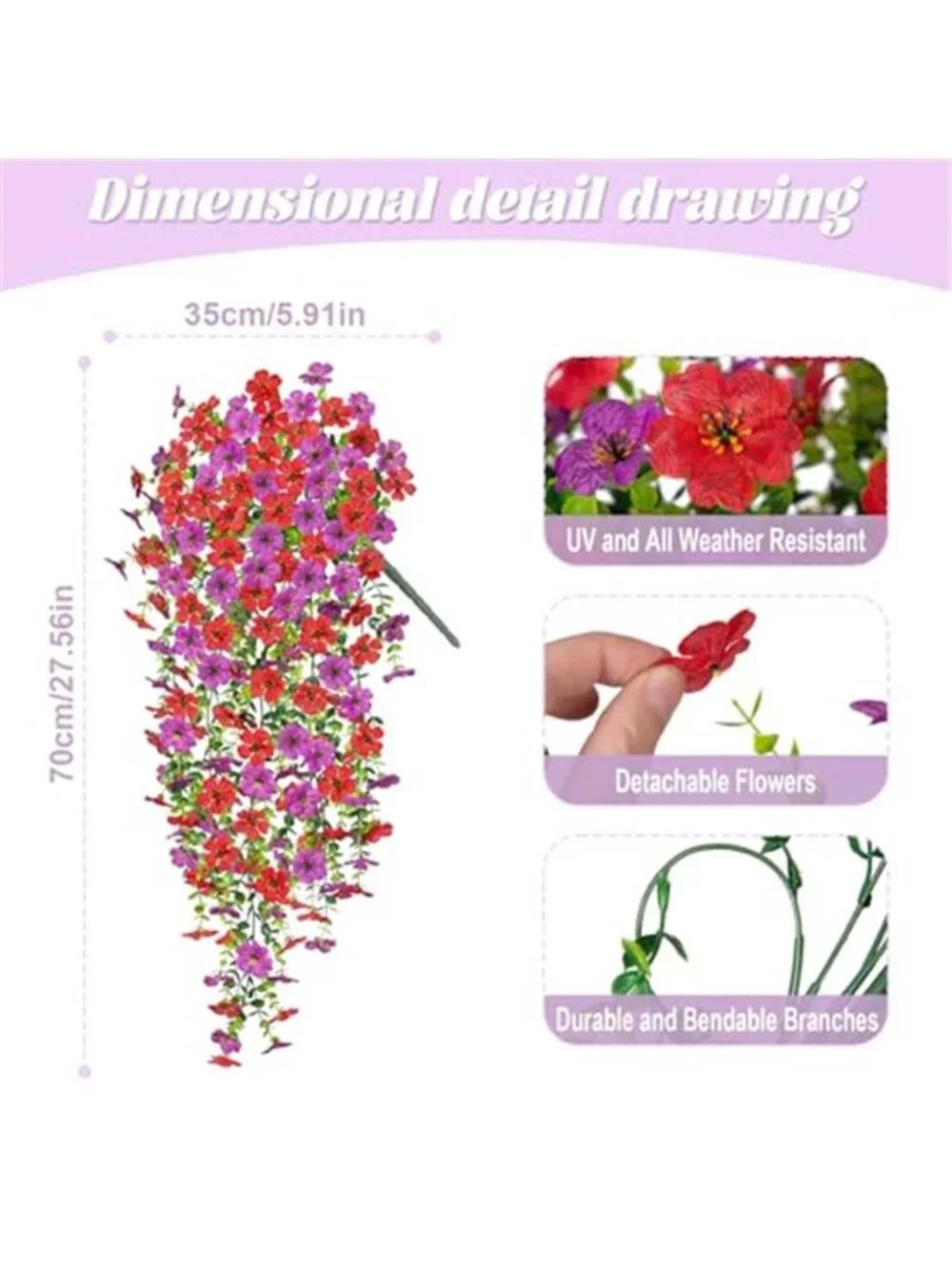 Artificial Hanging Orchid Flowers UV Resistant Silk Outdoor Garden Decor